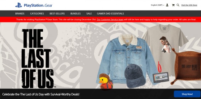 Virallinen PlayStation Gear -myymälä vahvistaa sulkeutuvansa joulukuussa
