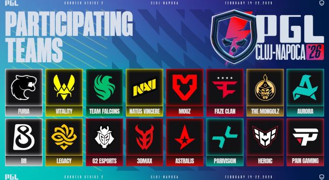 PGL paljastaa Cluj-Napoca 2026 -turnauksen joukkueet Counter-Strike 2:ssa