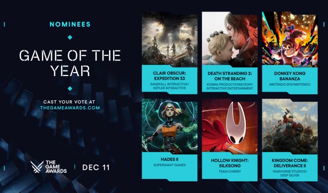 Tässä ovat kaikki The Game Awards 2025 -ehdokkaat