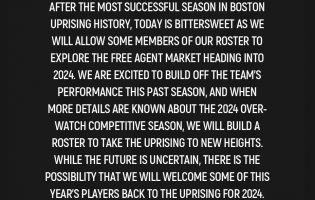 Boston Uprising pudottaa suurimman osan Overwatch League -luettelostaan