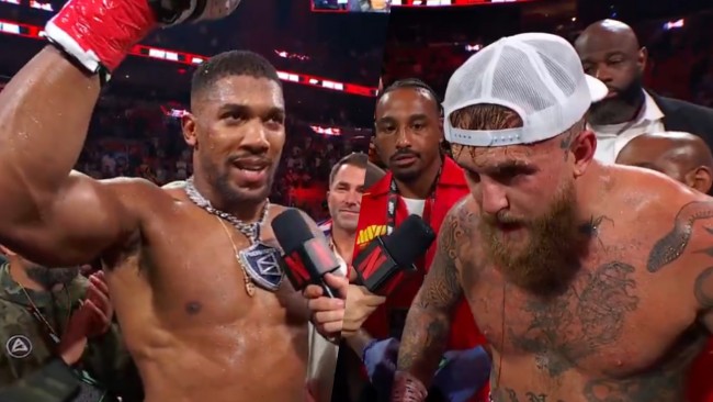 Hetki, jolloin Anthony Joshua kaataa Jake Paulin ensimmäistä kertaa urallaan