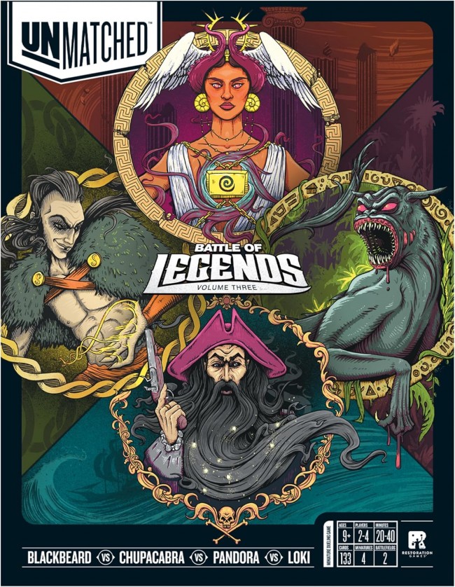 Olemme pelanneet lautapelejä merirosvoilla, jumalilla ja hirviöillä pelissä Unmatched: Battle of Legends - Volume Three