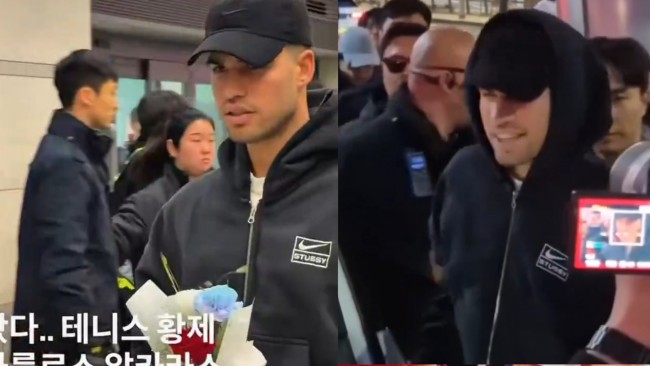 Kymmenet fanit tervehtivät Carlos Alcarazia Etelä-Koreassa ennen Sinner-ottelua