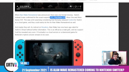 GRTV News - Is Alan Wake Remastered coming to Nintendo Switch?